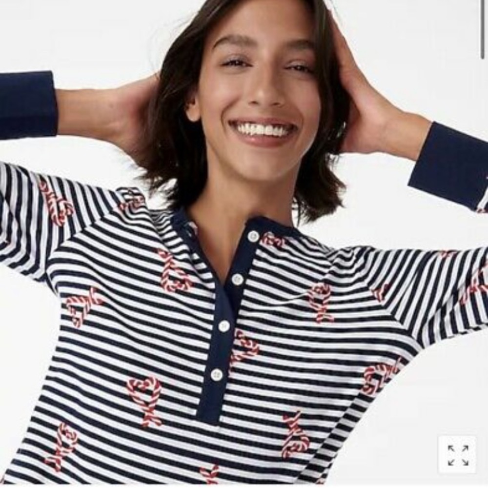 J.Crew Dreamy Cotton Pajama Set Candy Cane Stripe